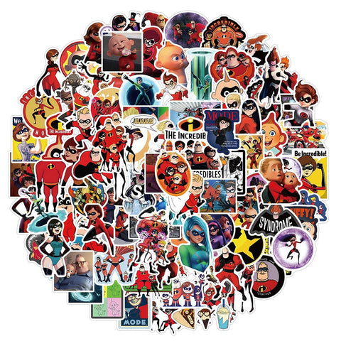 50-100pcs/pack The Incredibles Cartoon Stickers