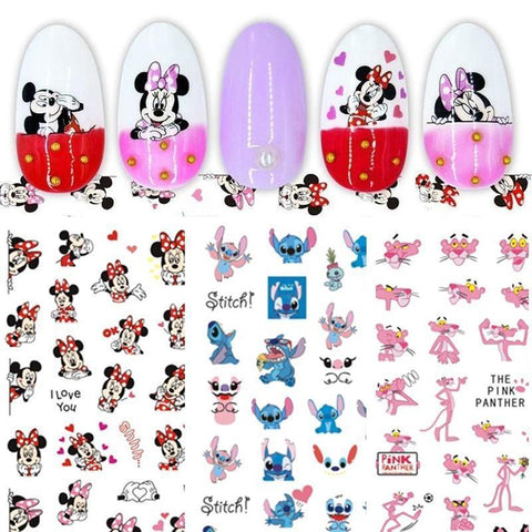 Cartoon 3D Nail Art Stickers 1+1=3